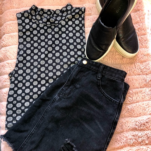 Black High Neck Crop Top - Picture 3 of 5